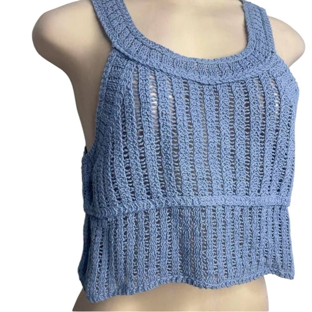 Blue Summer Sleeveless Knit Women's Top